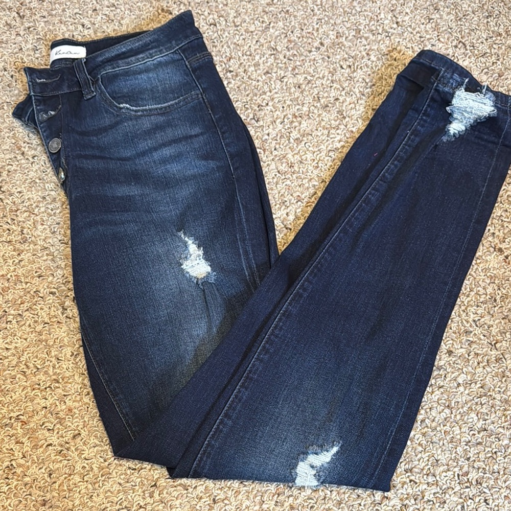KanCan Blue Skinny Jeans with Distressed Stretch